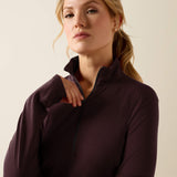 Ariat Women's Cheviot 1/4 Zip Long Sleeve Baselayer - Chocolate Plum
