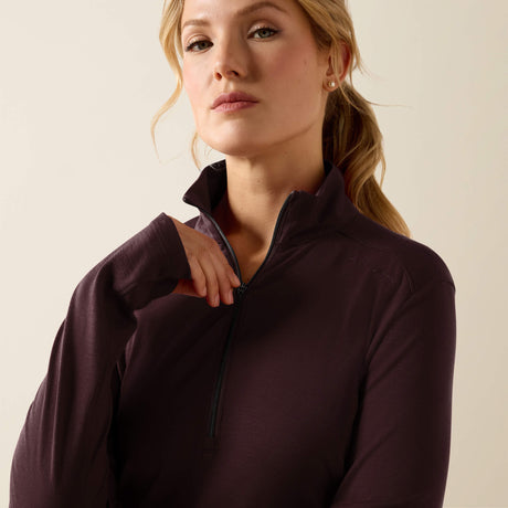 Ariat Women's Cheviot 1/4 Zip Long Sleeve Baselayer - Chocolate Plum