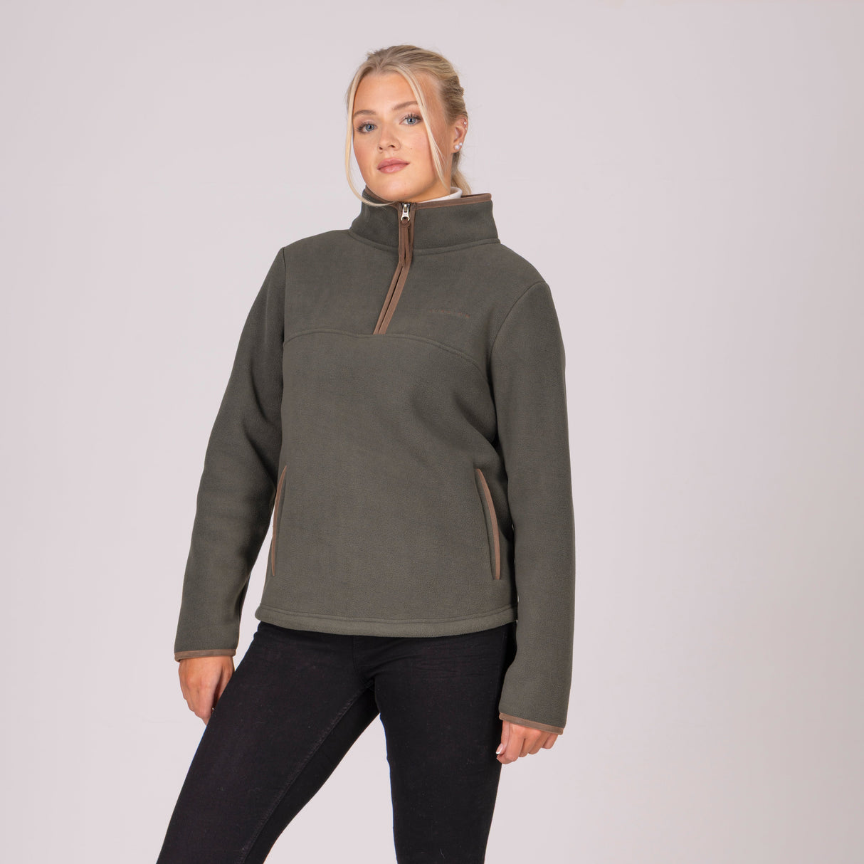 Shires Aubrion Core Ladies Half Zip Fleece #colour_green