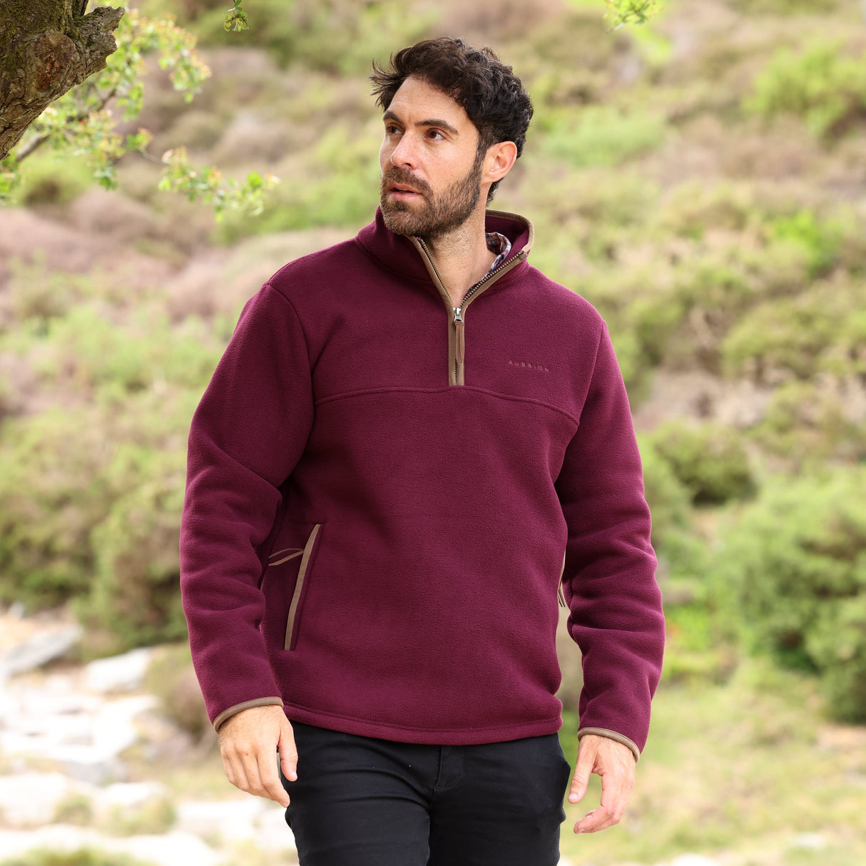 Shires Aubrion Core Men's Half Zip Fleece #colour_maroon