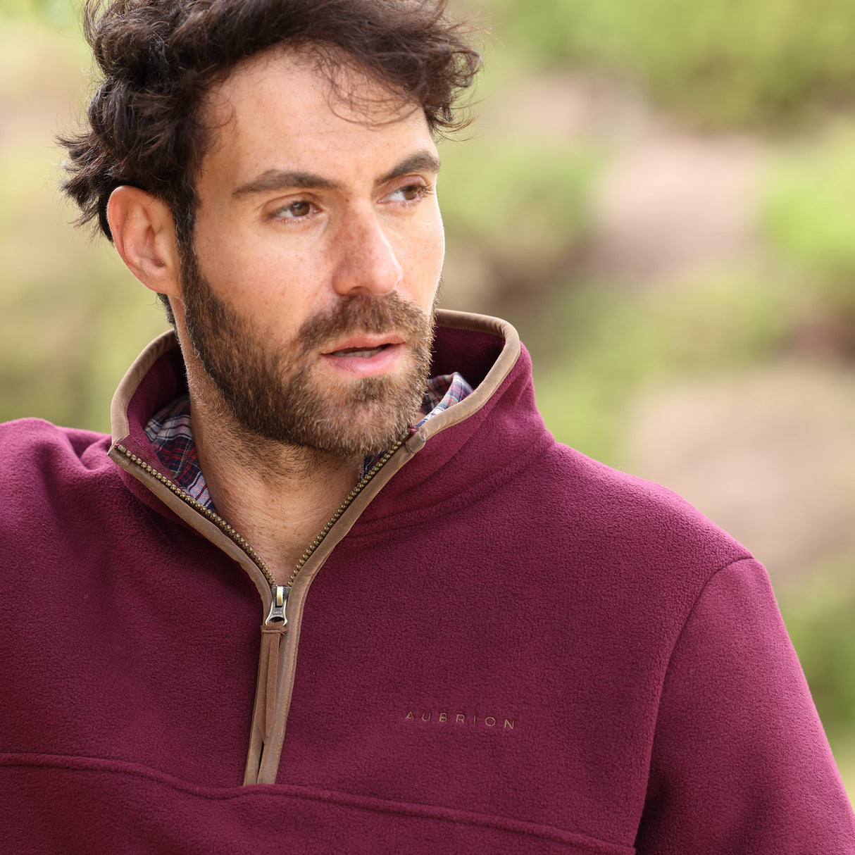 Shires Aubrion Core Men's Half Zip Fleece #colour_maroon