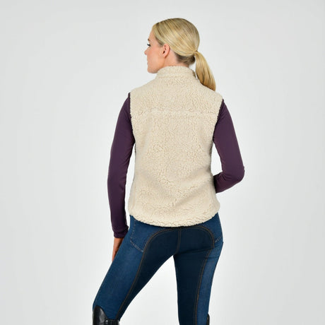 Dublin Ladies Thea Teddy Vest #colour_natural-fur-plum-perfect-trim