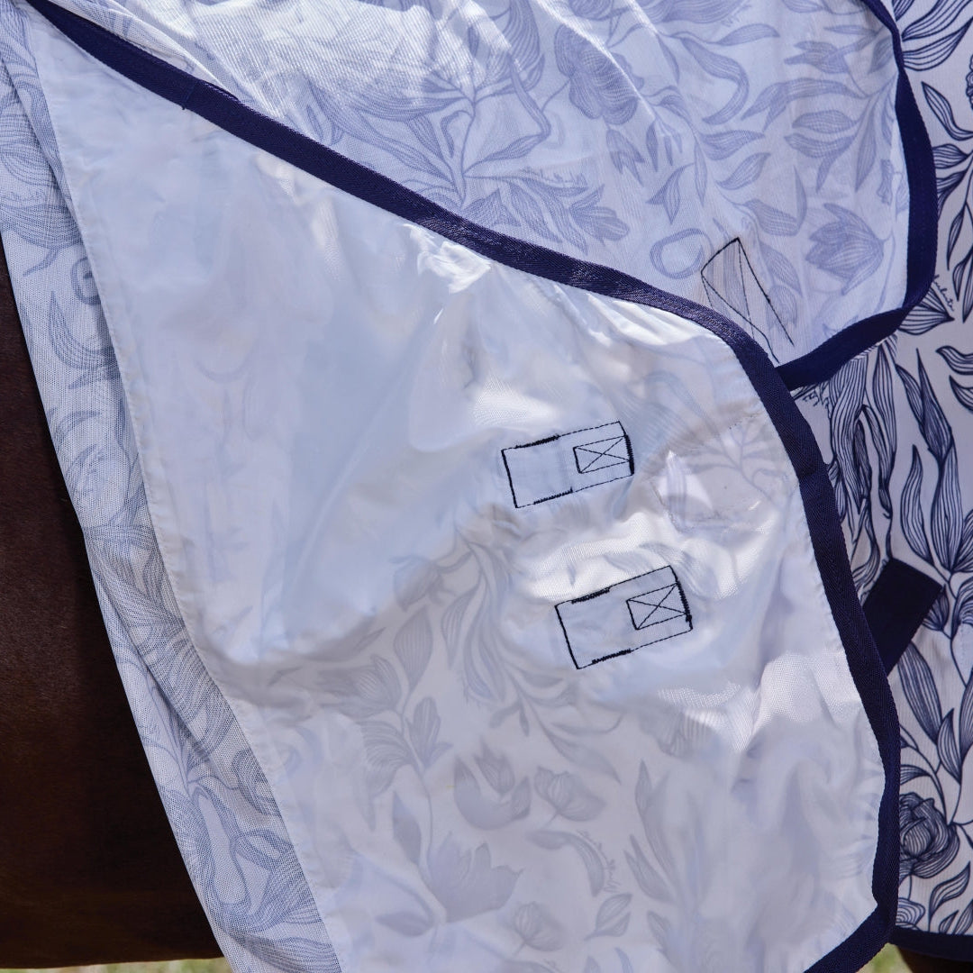 Weatherbeeta Comfitec Limited Edition Fly Sheet Combo #colour_white-navy-floral-print