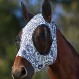 Weatherbeeta Comfitec Stretch Fly Mask With Ears #colour_white-navy-floral-print
