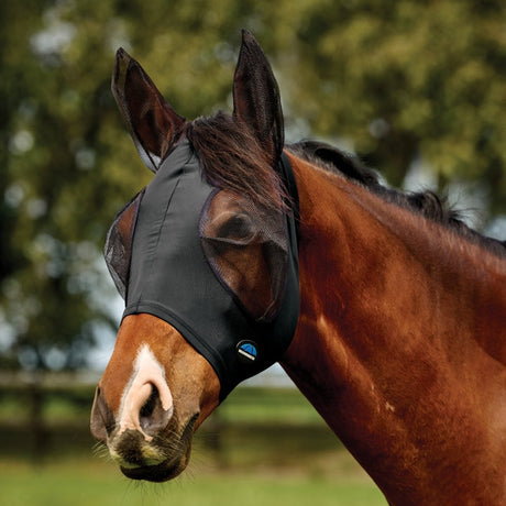 Weatherbeeta Comfitec Deluxe Stretch Fly Mask With Ears #colour_black-black