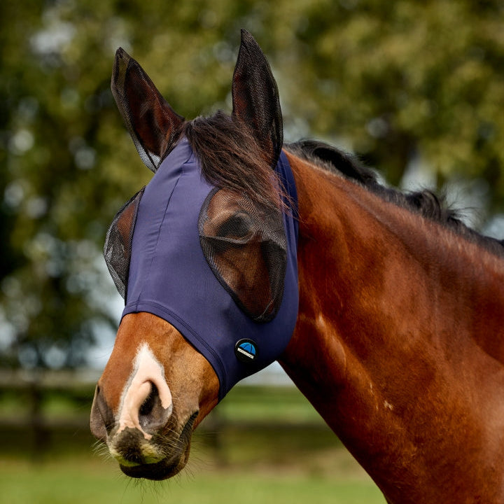 Weatherbeeta Comfitec Deluxe Stretch Fly Mask With Ears #colour_navy-black