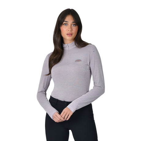 Weatherbeeta Ladies 37.5 Lightweight Performance Long Sleeve 1/4 Zip Top #colour_mauve-wine-marble