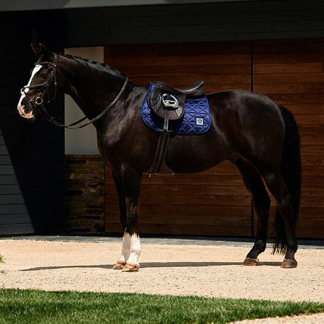 Weatherbeeta Satin Luxe Air-Tec Euro Jump Shaped Saddle Pad #colour_navy