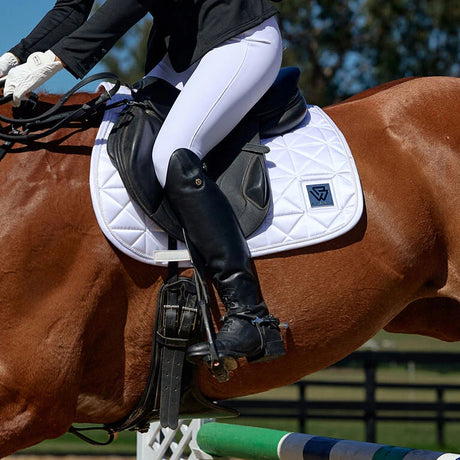 Weatherbeeta Satin Luxe Air-Tec Euro Jump Shaped Saddle Pad #colour_white
