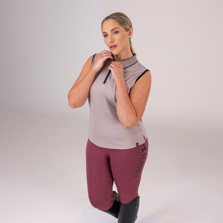 Shires Aubrion Ladies React Sleeveless Tech Polo #colour_sand