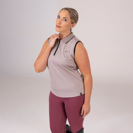 Shires Aubrion Ladies React Sleeveless Tech Polo #colour_sand