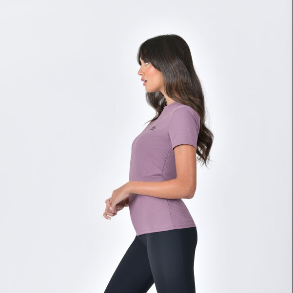 Weatherbeeta Ladies Relaxed Copper UV Short Sleeve Tee #colour_mauve-wine