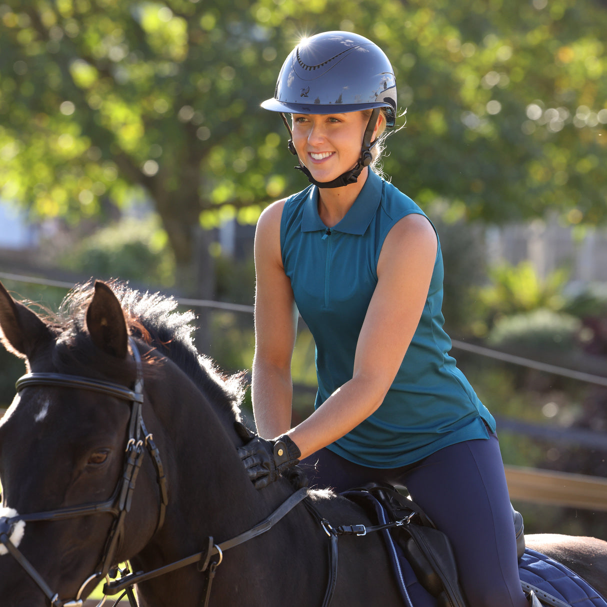 Shires Aubrion Ladies React Sleeveless Tech Polo #colour_kingfisher