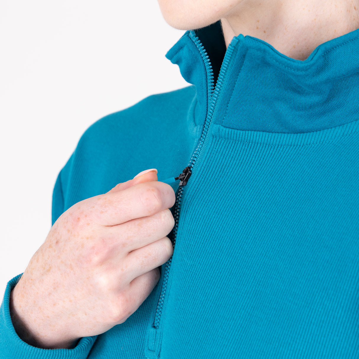 Shires Aubrion React Quarter Zip Sweater #colour_kingfisher