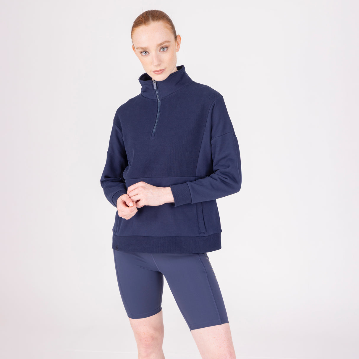 Shires Aubrion React Quarter Zip Sweater #colour_midnight