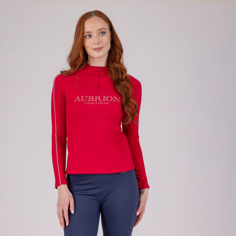Shires Aubrion Equestrian Long Sleeve Base Layer #colour_dewberry