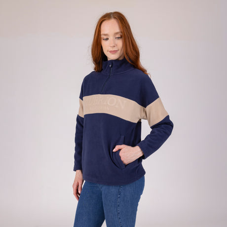 Shires Aubrion Equestrian Quarter Zip Fleece #colour_midnight-taupe