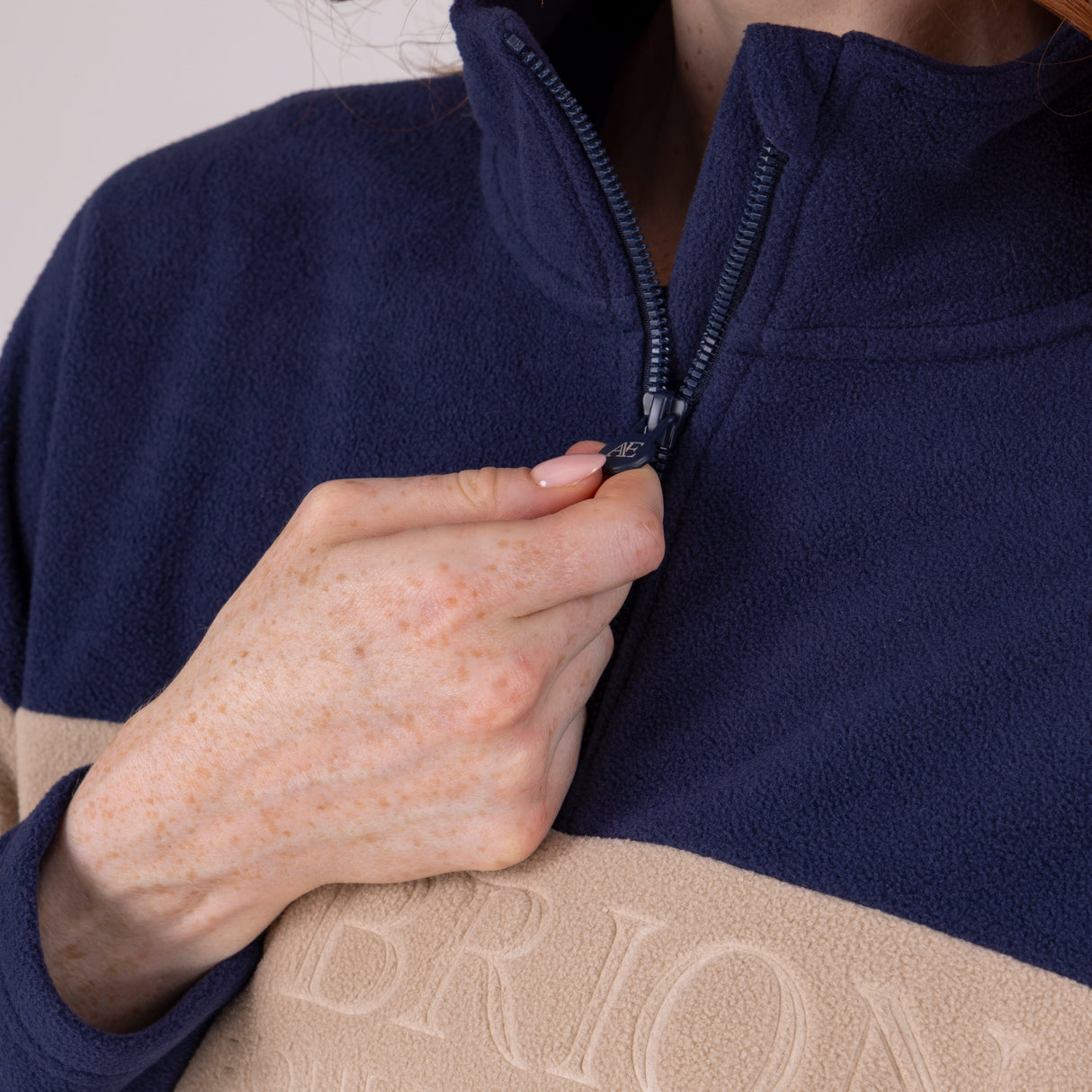 Shires Aubrion Equestrian Quarter Zip Fleece #colour_midnight-taupe