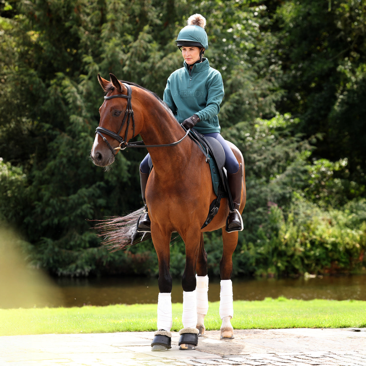 Shires Aubrion Equestrian Quarter Zip Fleece #colour_midnight-taupe