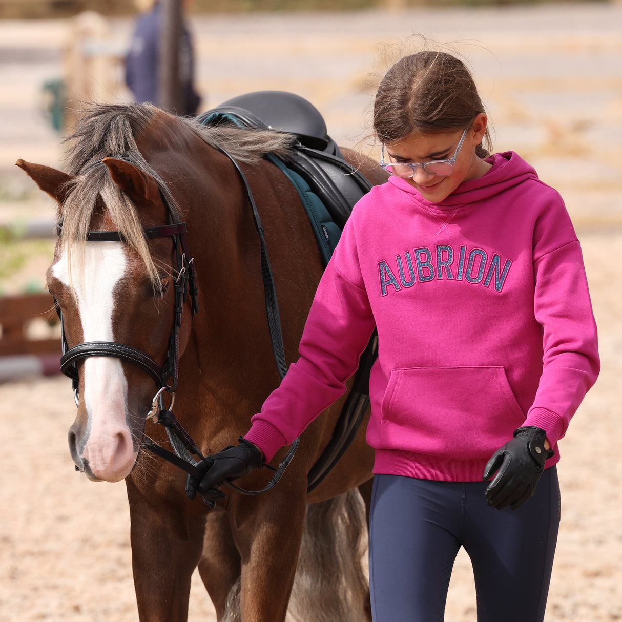 Shires Aubrion Young Rider React Unisex Hoodie #colour_fuchsia