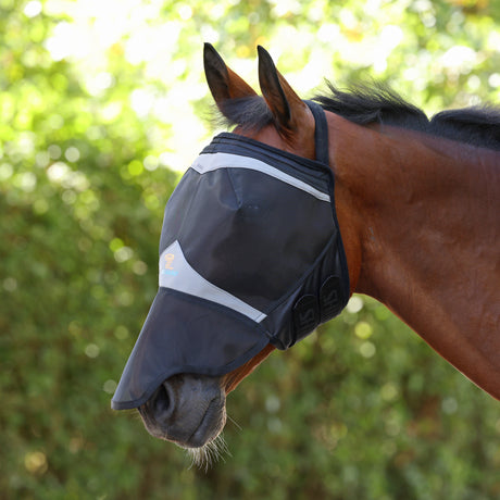 Shires FlyGuard Pro Fine Mesh Earless Fly Mask with Nose #colour_jet