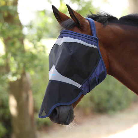 Shires FlyGuard Pro Fine Mesh Earless Fly Mask with Nose #colour_navy
