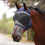 Shires FlyGuard Pro Fine Mesh Fly Mask with Ear Holes & Nose Fringe #colour_navy