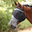 Shires FlyGuard Pro Fine Mesh Fly Mask Earless & Nose Fringe #colour_jet