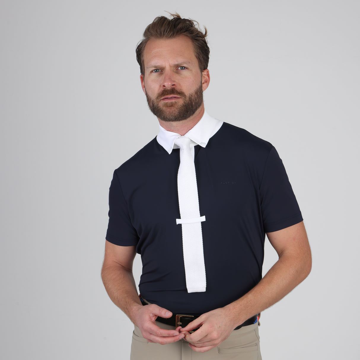 Shires Aubrion Optima MX Button Show Shirt - Mens #colour_navy