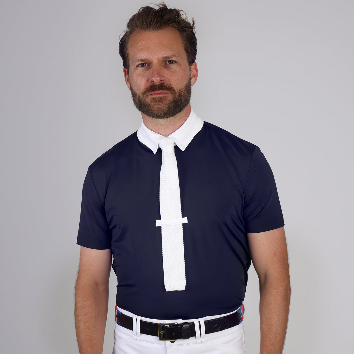 Shires Aubrion Optima MX Zip Show Shirt - Mens #colour_navy
