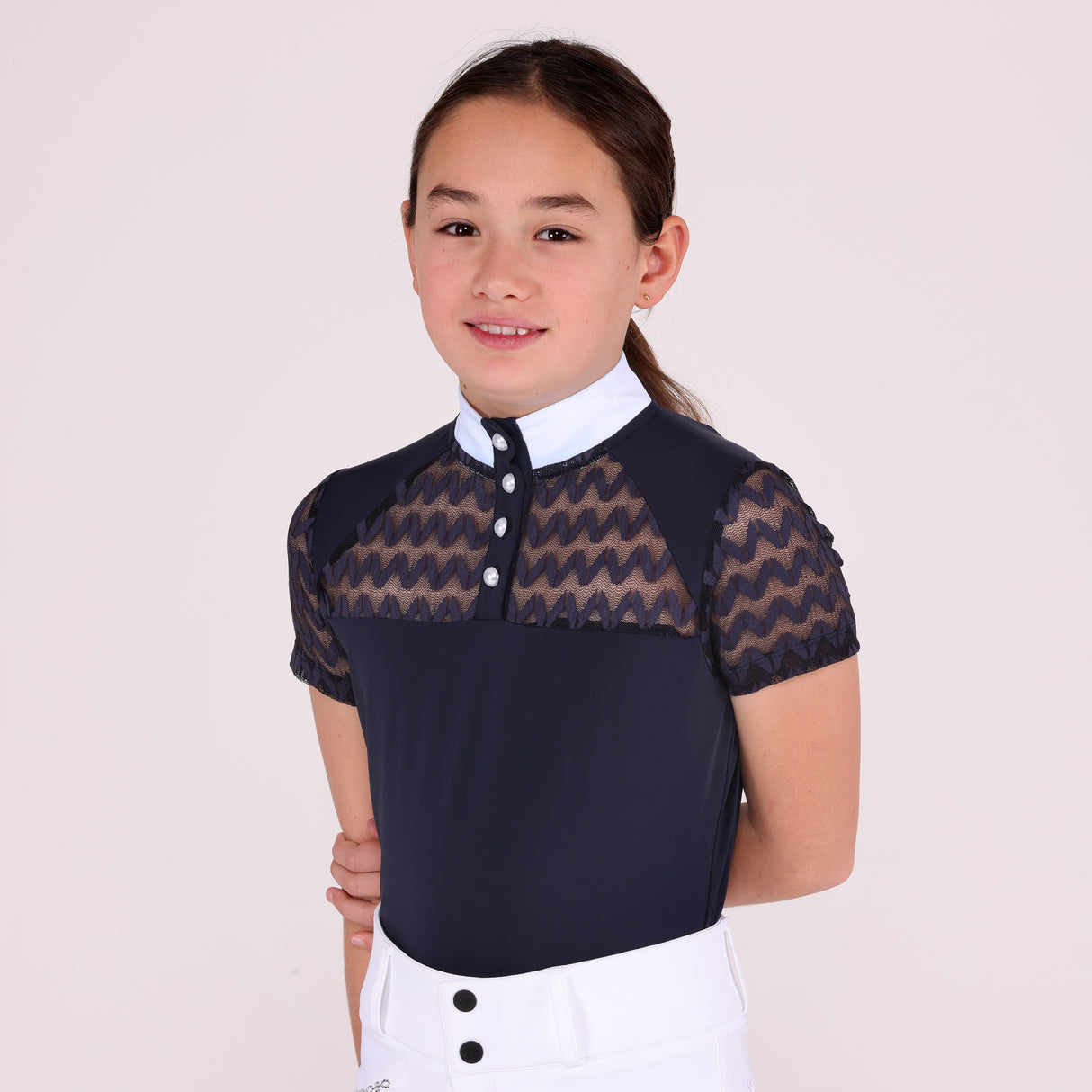 Shires Aubrion Optima VX Show Shirt - Young Rider #colour_navy