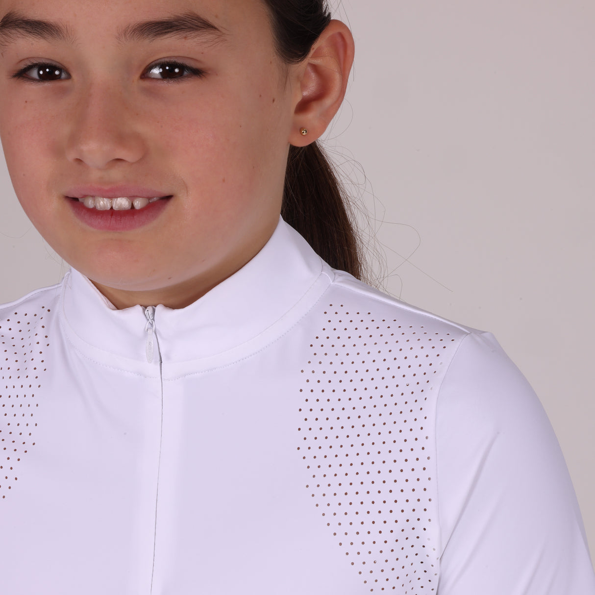 Shires Aubrion Optima QX Show Shirt - Young Rider #colour_white