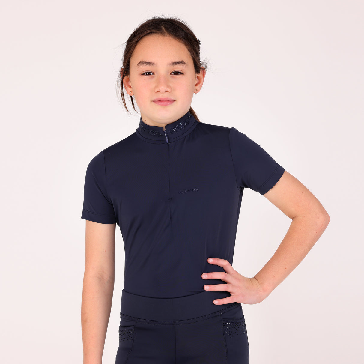 Shires Aubrion Optima GX Show Shirt - Young Rider #colour_navy