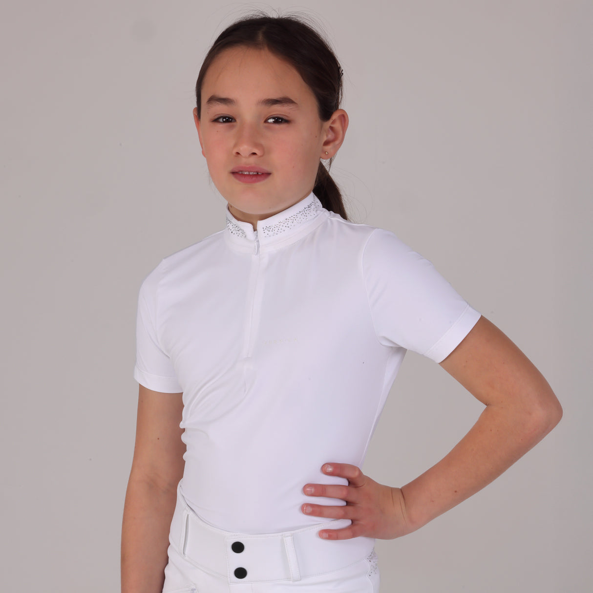 Shires Aubrion Optima GX Show Shirt - Young Rider #colour_white