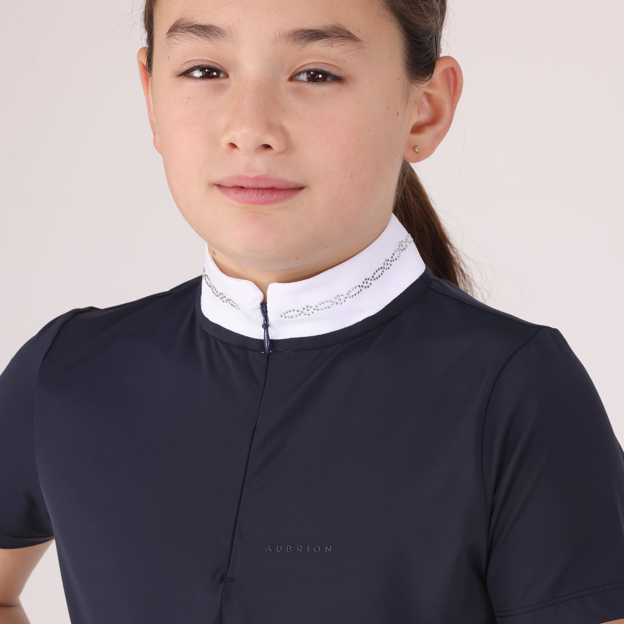 Shires Aubrion Optima LX Show Shirt - Young Rider #colour_navy