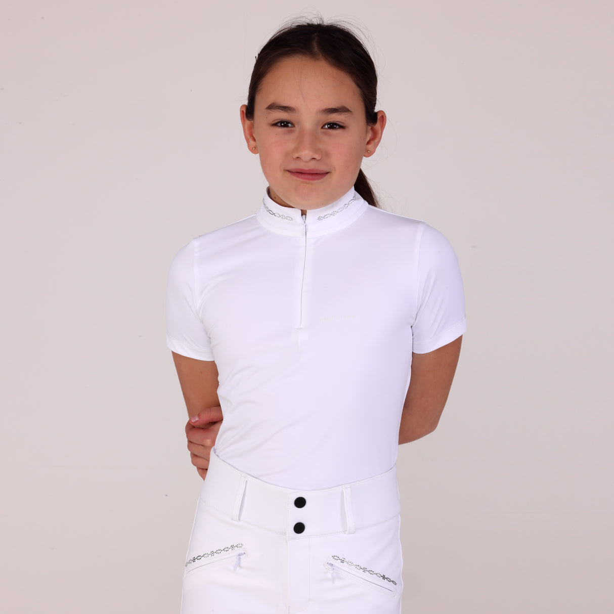 Shires Aubrion Optima LX Show Shirt - Young Rider #colour_white