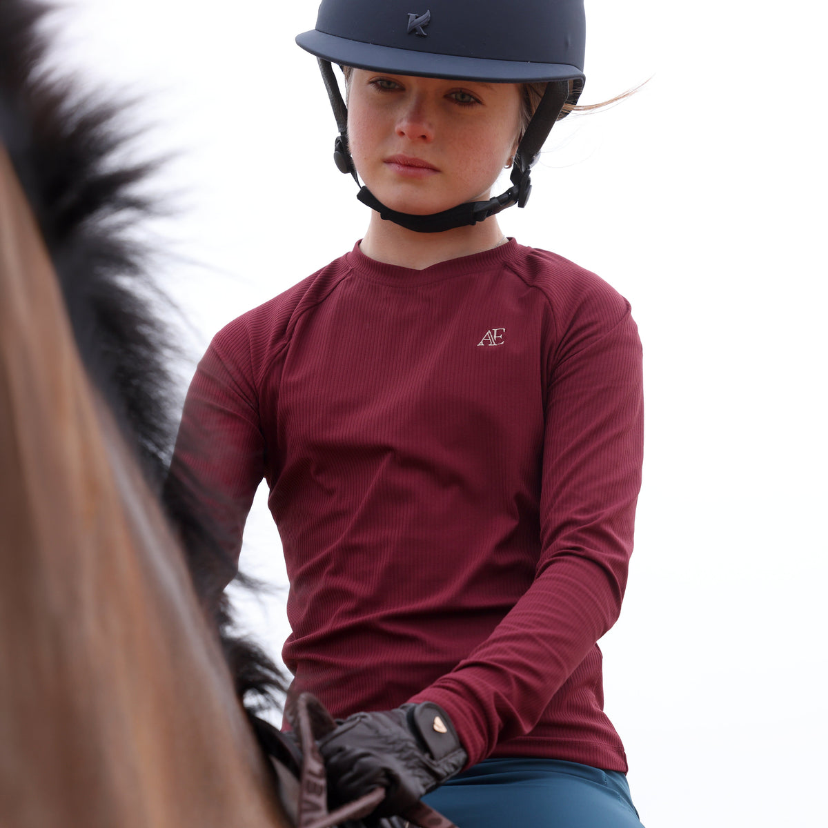 Shires Aubrion Equestrian Ribbed Long Sleeve Top - Young Rider