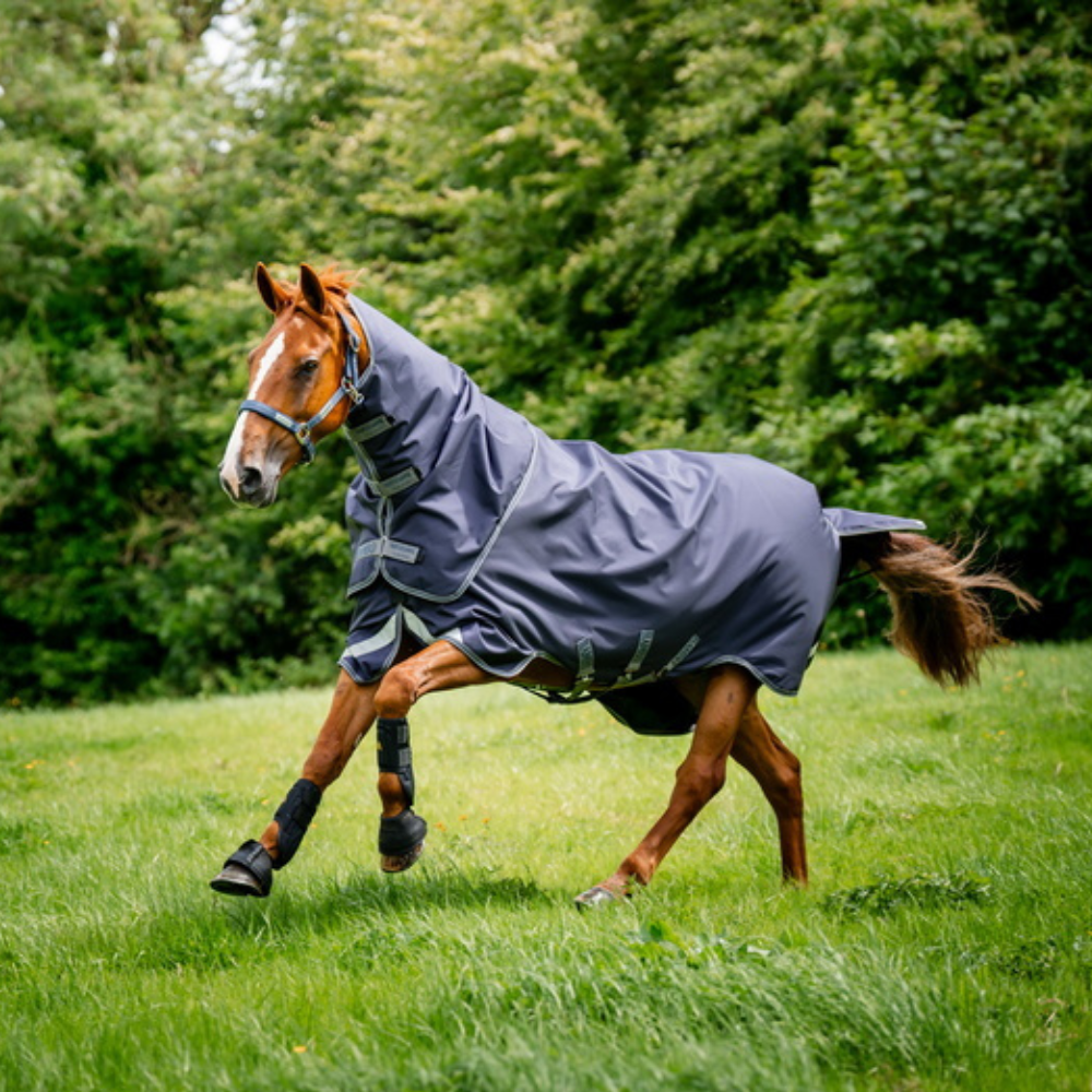 Horseware Ireland Rambo Duo Ripstop 100g Plus Turnout Bundle (100g + 200g) #colour_navy-thunderstorm-grey-silver