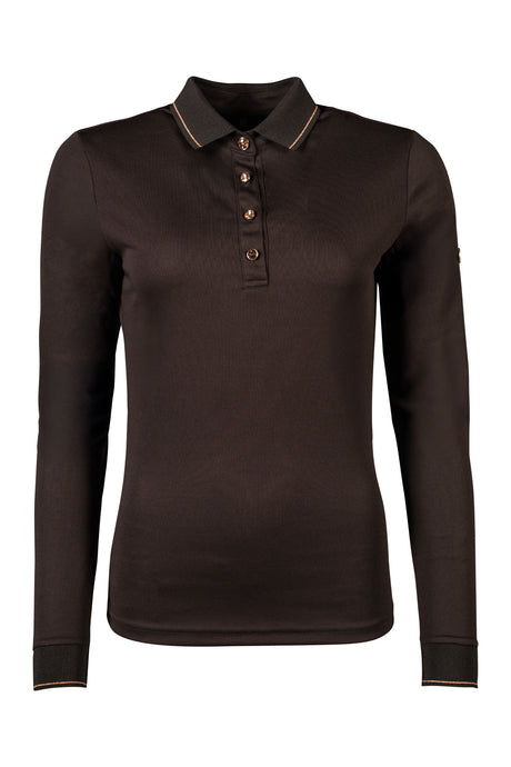 HKM Ladies Long Sleeve Polo Shirt -Rosegold Glamour- Style #colour_brown-rose-gold