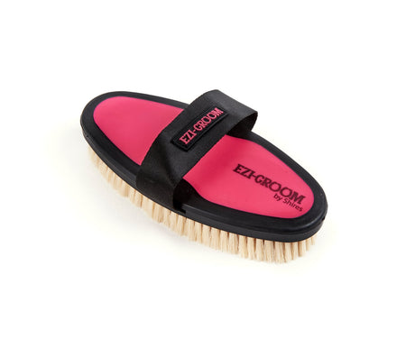 Ezi-Groom Grip Body Brush With Goat Hair #colour_bright-pink