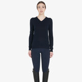 Equestro Women's Alesund Wool V-Neck Sweater #colour_navy