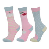 HyFASHION Cupcake Socks (Pack of 3) #colour_blue-tint-pink-icing