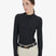Women's long-sleeved training technical polo shirt - BLACK