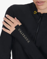 Women's long-sleeved training technical polo shirt - BLACK