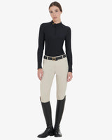 Women's long-sleeved training technical polo shirt - BLACK