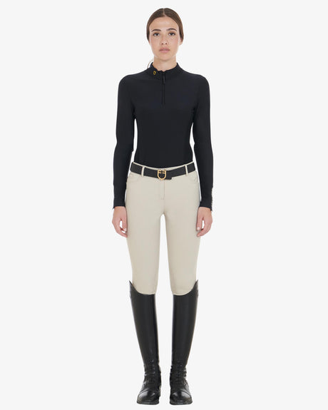 Women's long-sleeved training technical polo shirt - BLACK