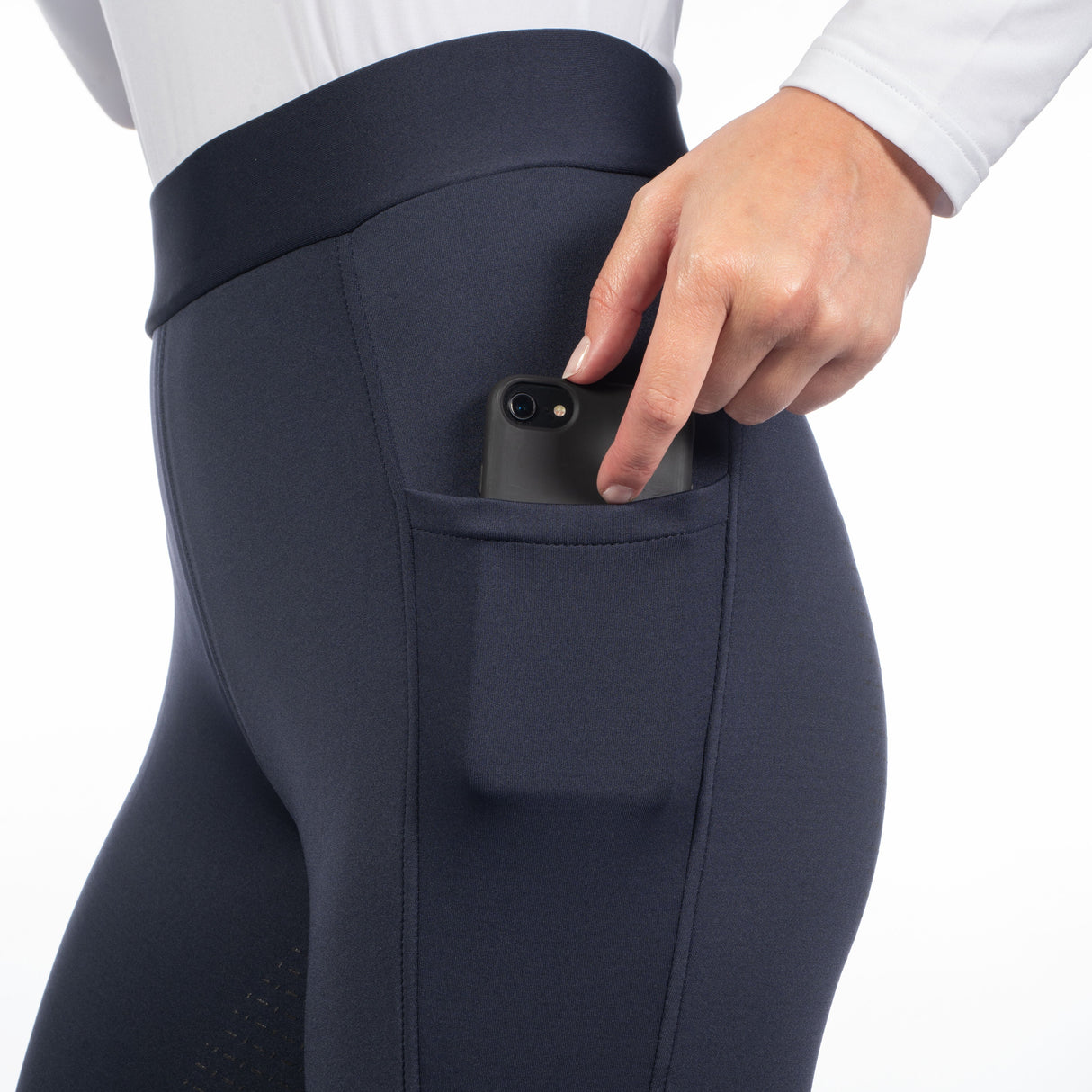 HKM Ladies Silicone Full Seat Riding Leggings -Isabella- #colour_deep-blue