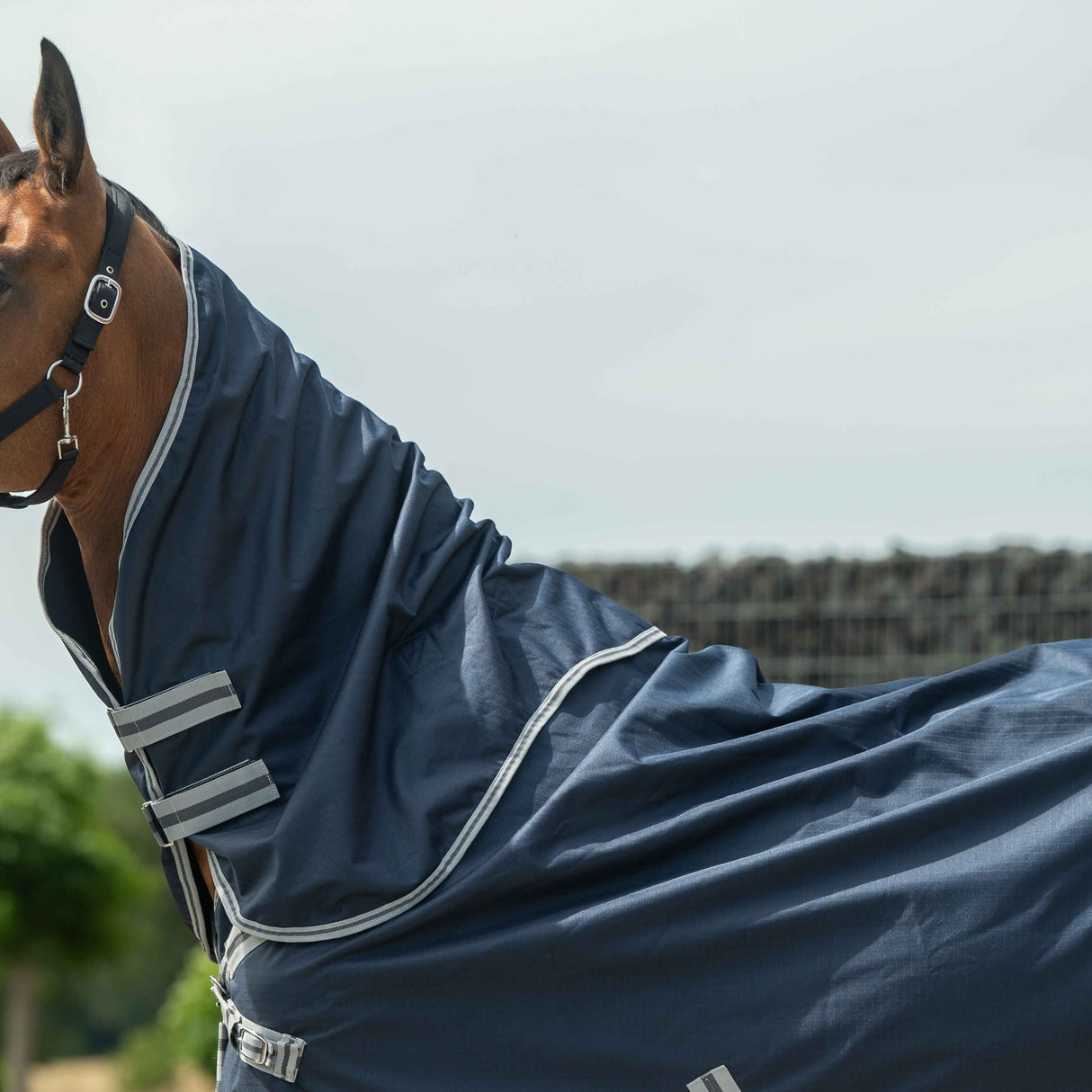 HKM Turnout Rug with Detachable Neck -Therma Pro- #colour_deep-blue