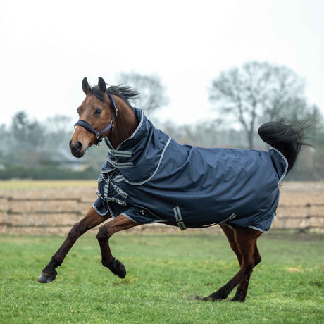 HKM Turnout Rug with Detachable Neck -Therma Pro- #colour_deep-blue