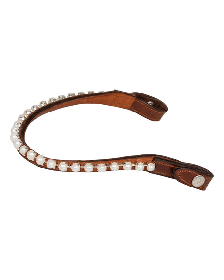 Acavallo Browband Calfskin & Pearls #colour_cognac-white